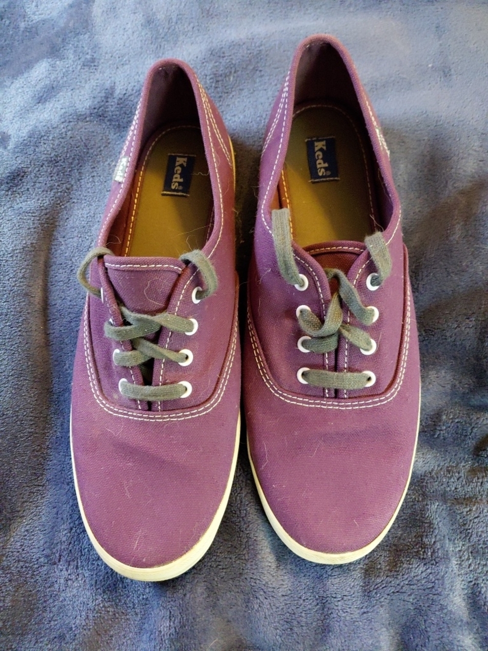 Keds Teen Purple Canvas Tennis Shoes Womens 9.5 Lace Up No Slip WF35542M